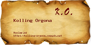 Kolling Orgona névjegykártya